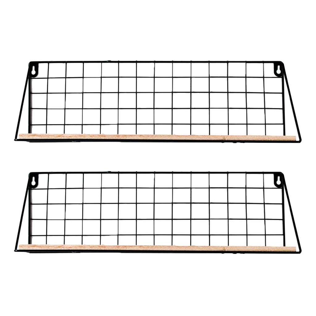 2x Metal Wood Wall Hanging Shelf Nordic Flower Bonsai Pots Book Storage Rack