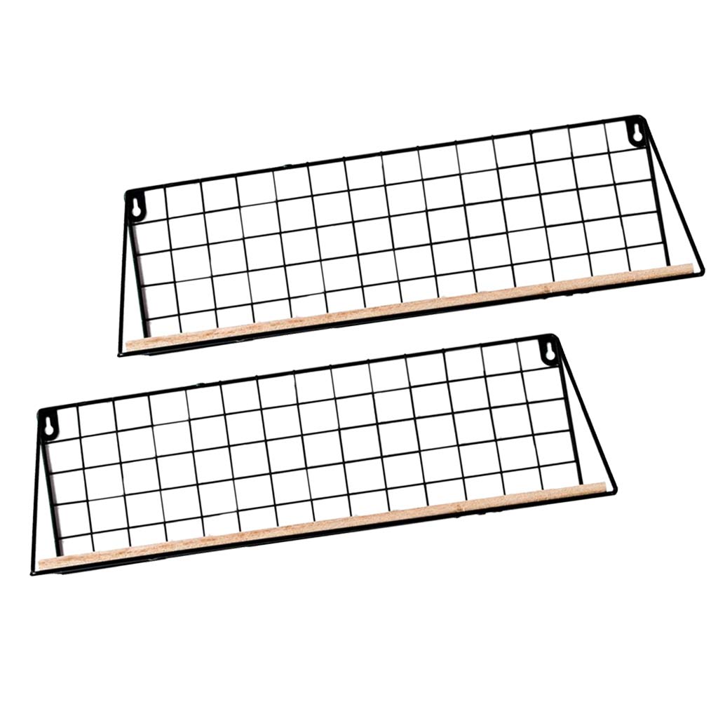 2x Metal Wood Wall Hanging Shelf Nordic Flower Bonsai Pots Book Storage Rack