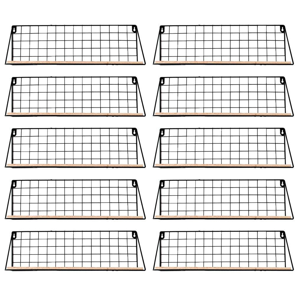 10x Metal Wood Wall Hanging Shelf Nordic Flower Bonsai Pot Book Storage Rack