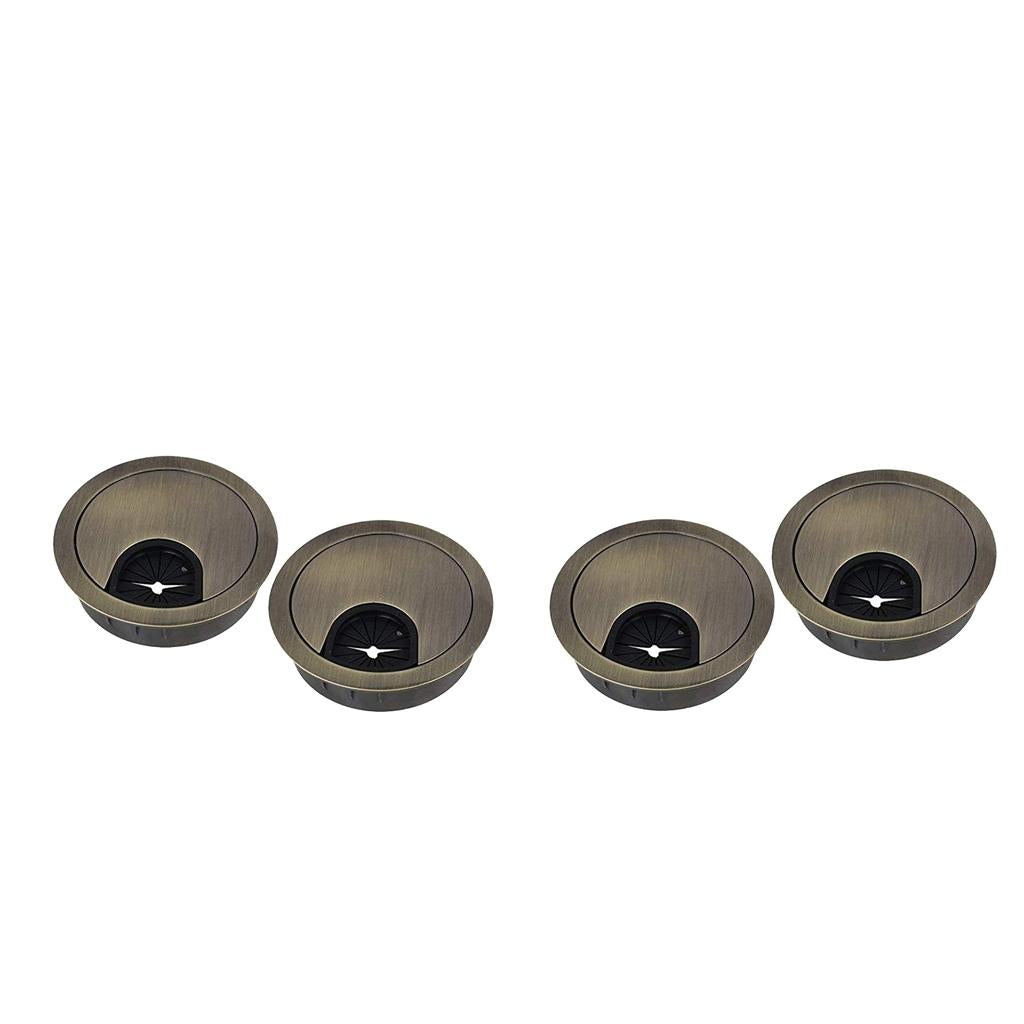 4Pcs 50mm Computer Desk Table Grommet Cable Port Wire Hole Cover-Bronze