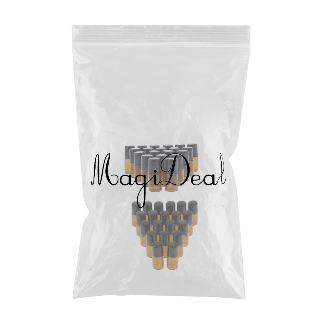 40X Empty Glass PP Essential Oil Perfume Roller Ball Bottles Case Holders
