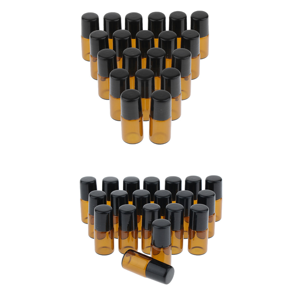 40X Empty Glass PP Essential Oil Perfume Roller Ball Bottles Case Holders