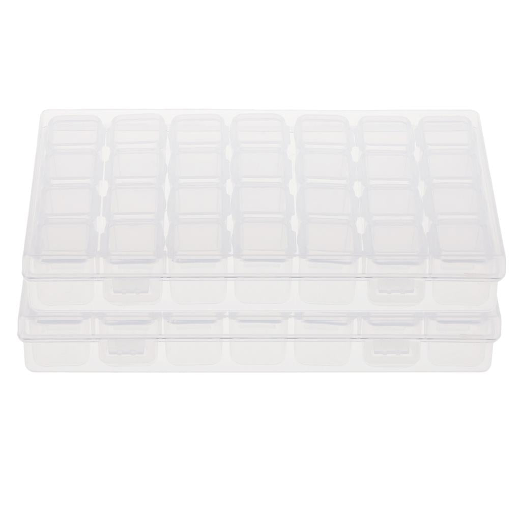 2x 28-Grids Clear Plastic Beads Storage Box Jewelry Organizer Container
