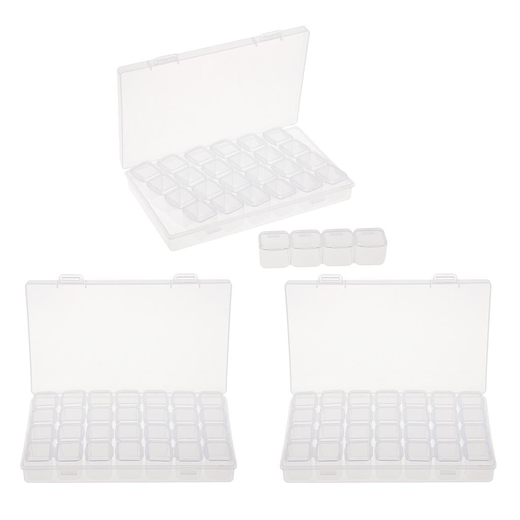 3 x 28-Grids Clear Plastic Beads Storage Box Jewelry Organizer Container