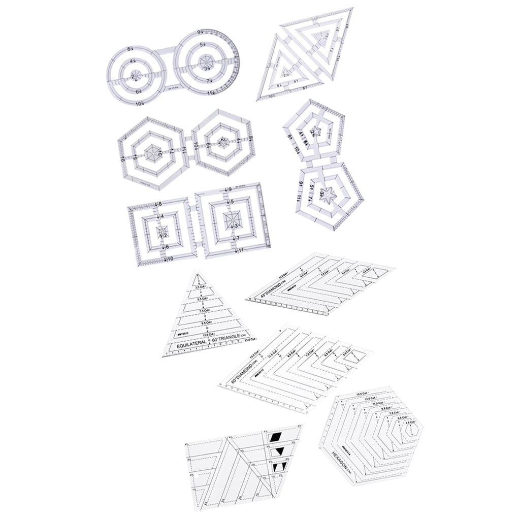 10pcs Assorted Acrylic Quilt Quilting Ruler Patchwork Sewing Ruler for Craft