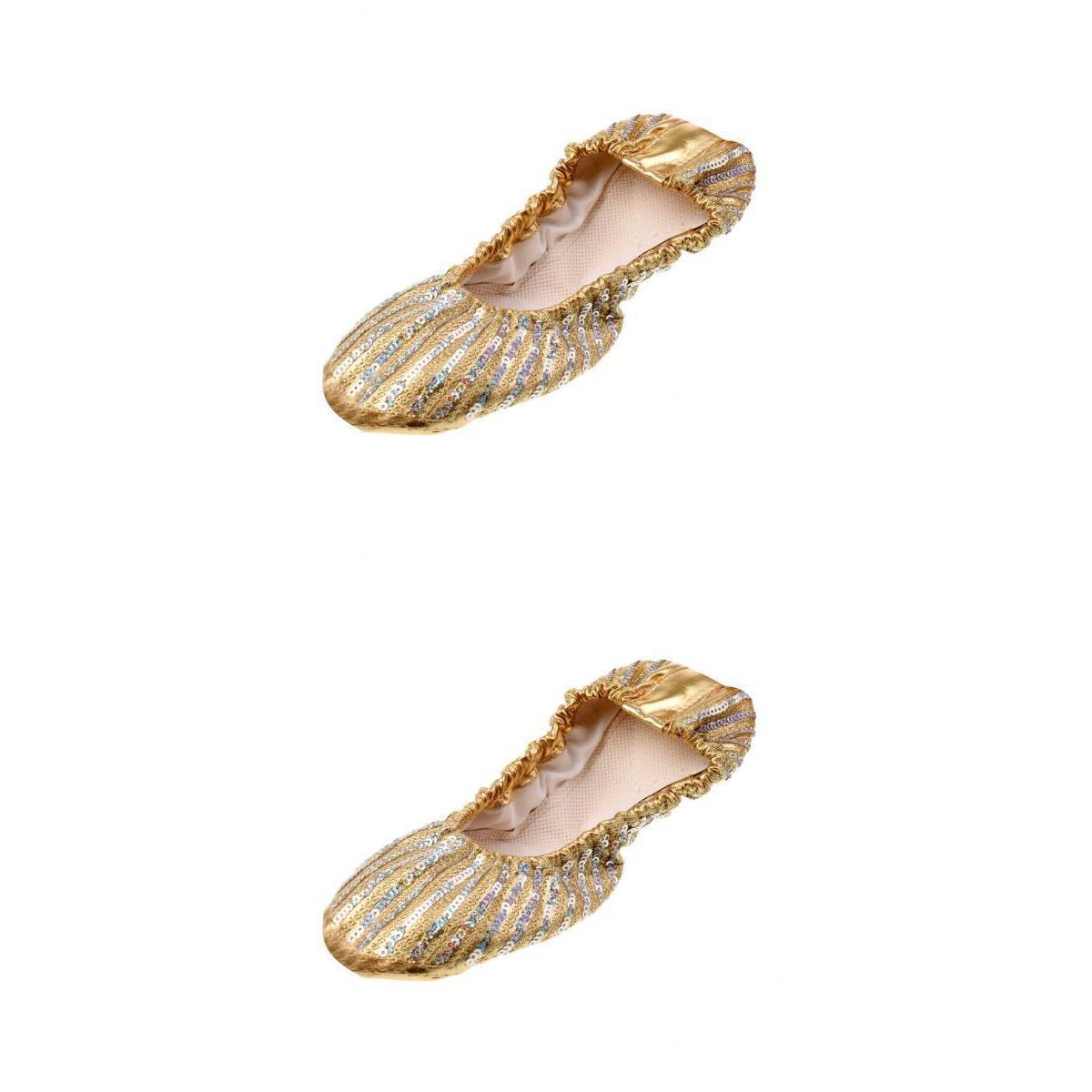 2Pairs Women Ballet Dance Ballet Shoe PU Leather Soft Flat Heel Slipper L+XL