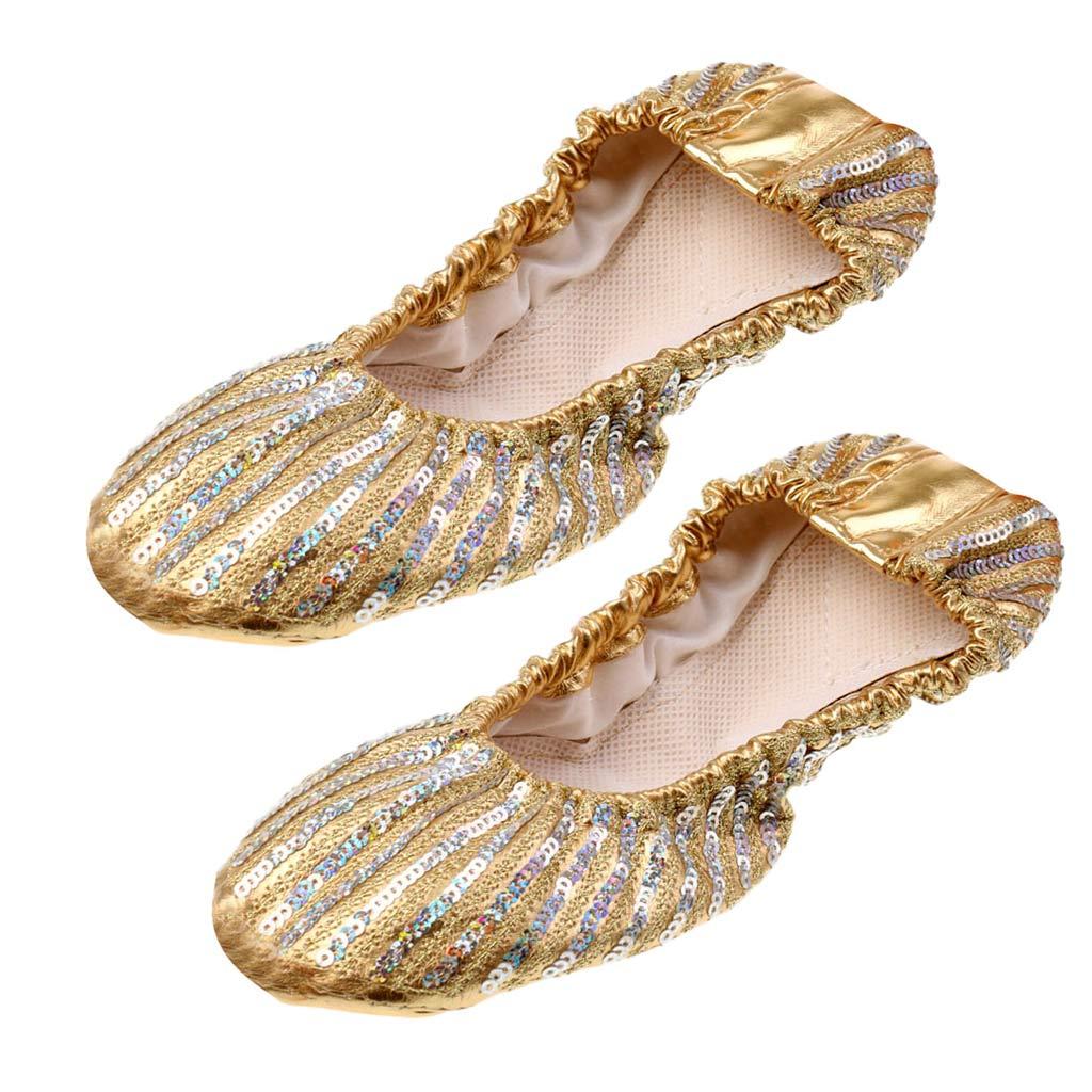 2Pairs Women Ballet Dance Ballet Shoe PU Leather Soft Flat Heel Slipper L+XL
