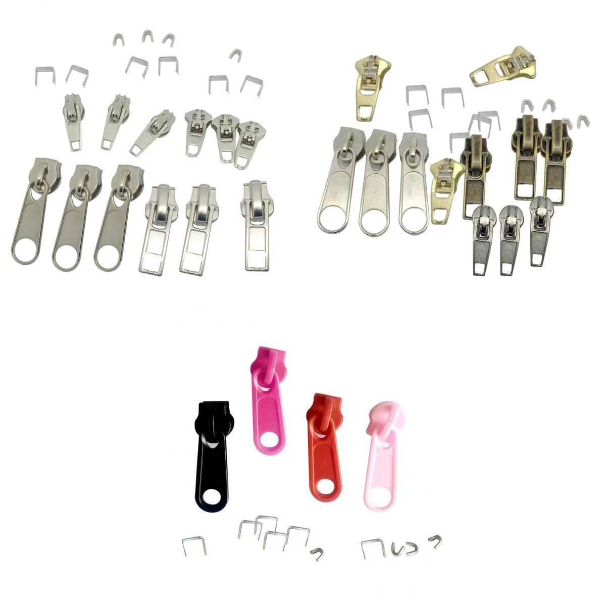 66pcs Assorted Colors Fix Zipper Repair Kit Zip Sliders Stops Replacements