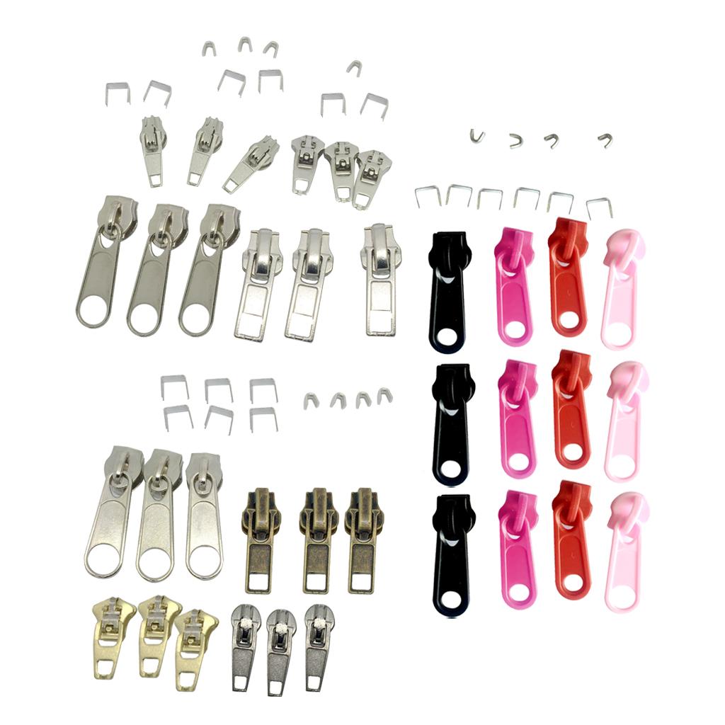 66pcs Assorted Colors Fix Zipper Repair Kit Zip Sliders Stops Replacements