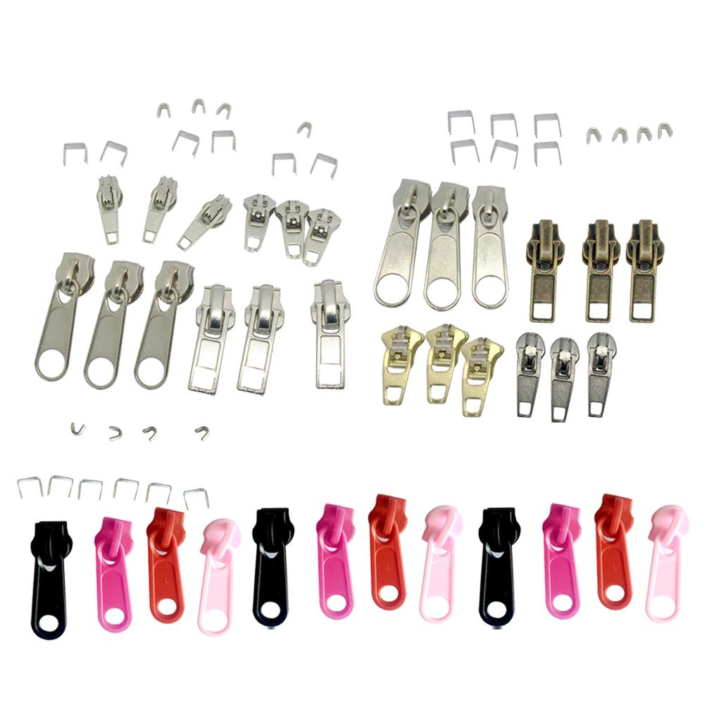 66pcs Assorted Colors Fix Zipper Repair Kit Zip Sliders Stops Replacements