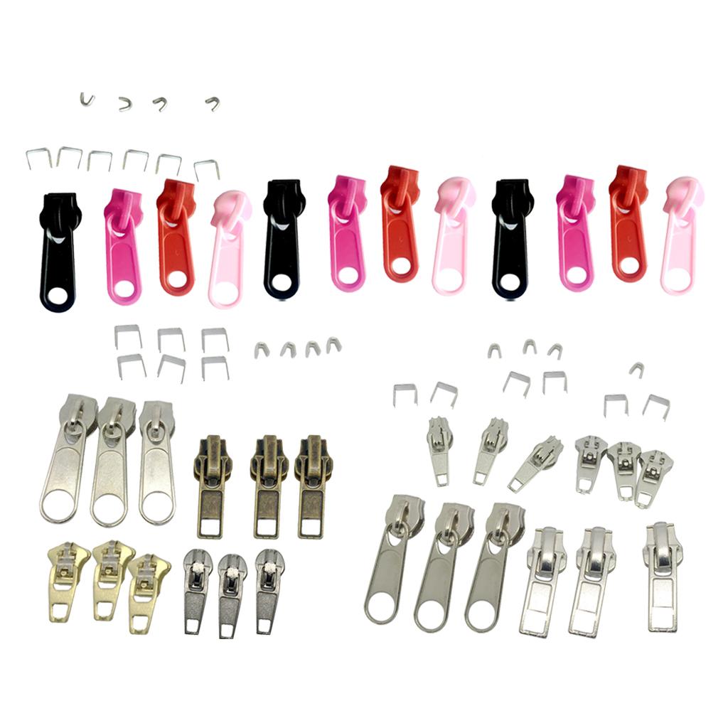 66pcs Assorted Colors Fix Zipper Repair Kit Zip Sliders Stops Replacements