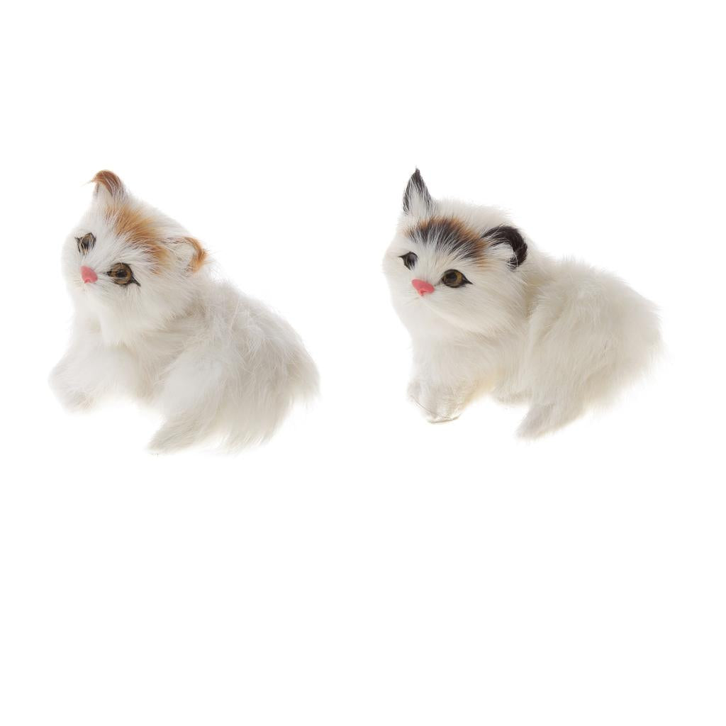 2 Pieces Cute Realistic Lifelike Cat Kitten Toys Furry Ornament Kids Gifts
