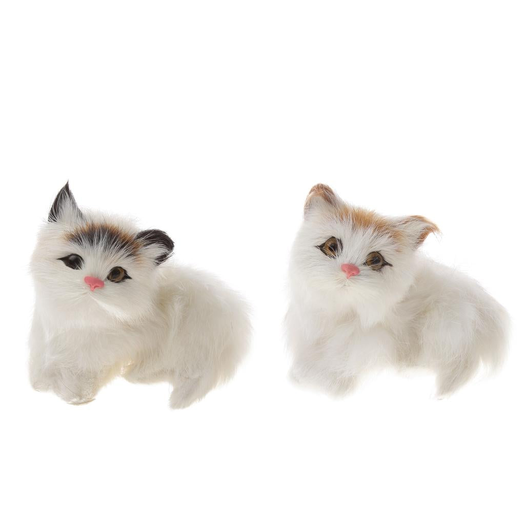 2 Pieces Cute Realistic Lifelike Cat Kitten Toys Furry Ornament Kids Gifts