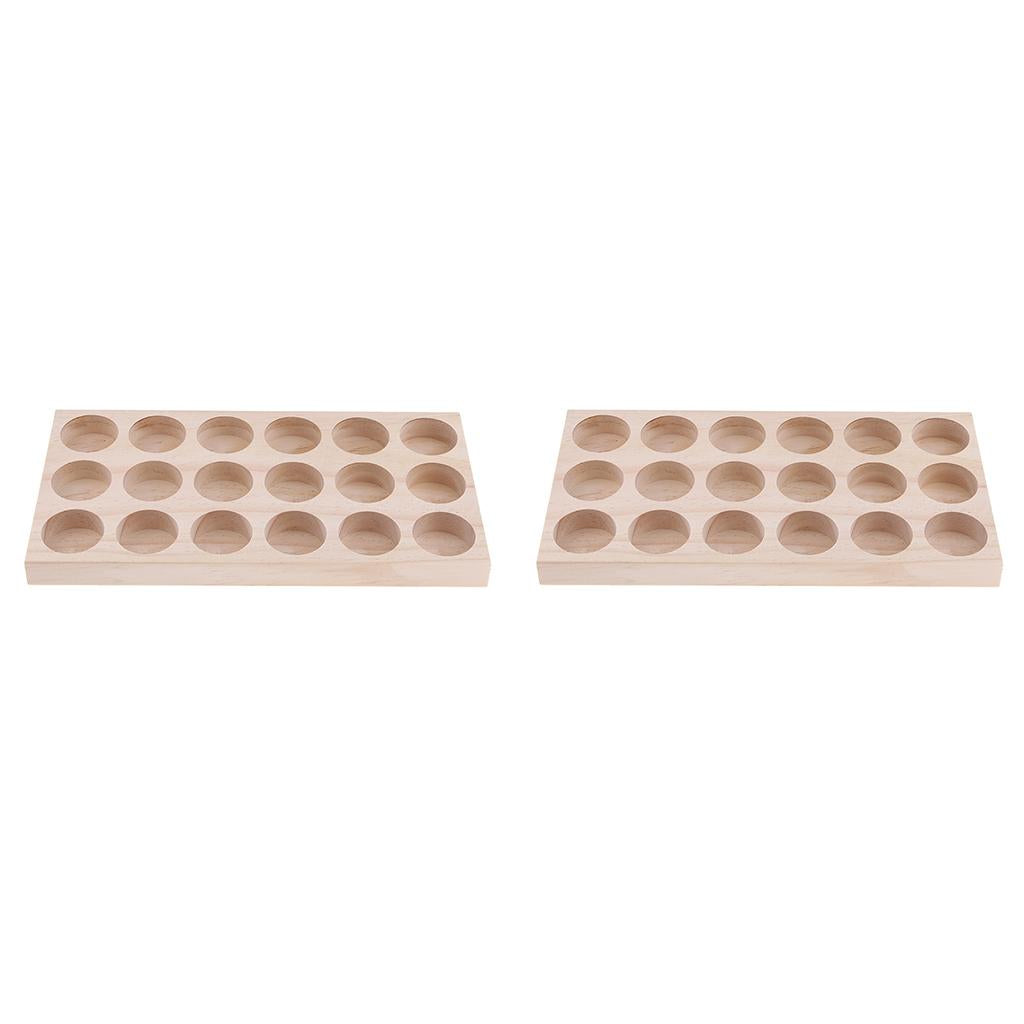 2X 18 Slots Essential Oil Holder Display Wooden Storage Case Tray Organizers