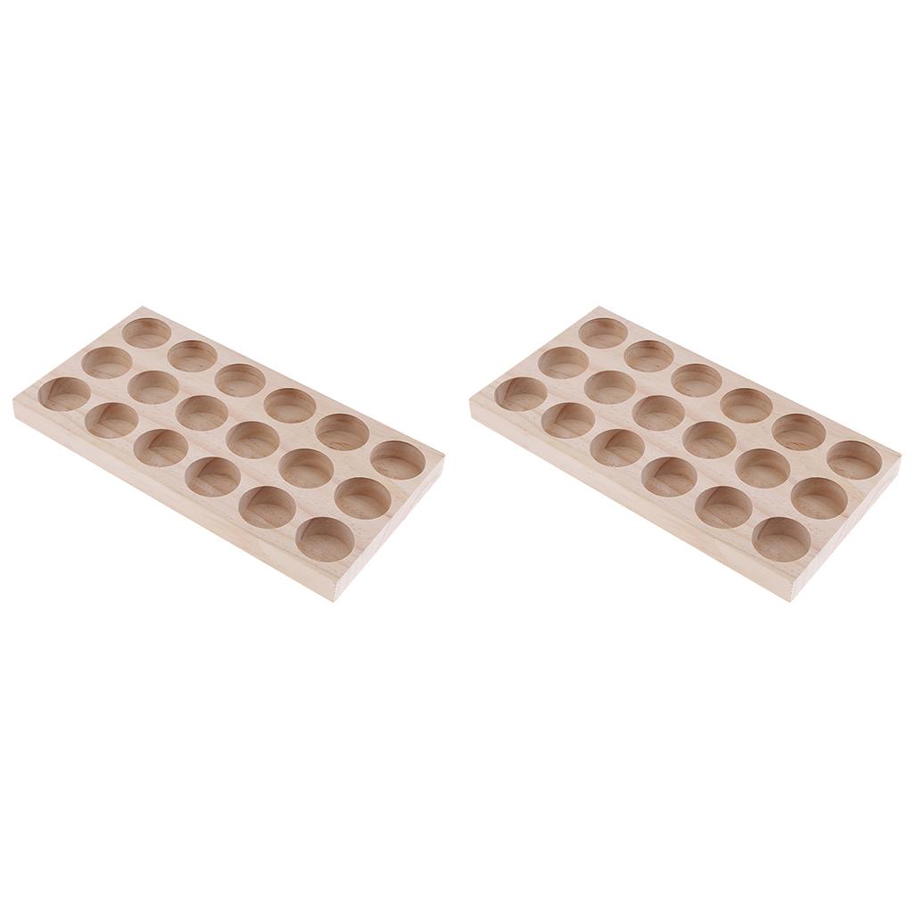 2X 18 Slots Essential Oil Holder Display Wooden Storage Case Tray Organizers