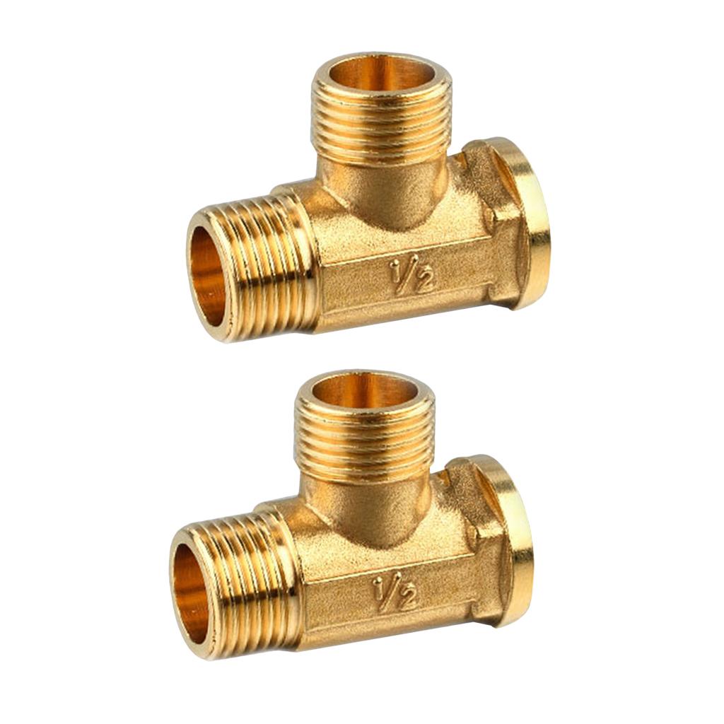 2 Pieces 1/2 3 Way Brass Male Female Tee Fitting Pipe Connector T-Junction"