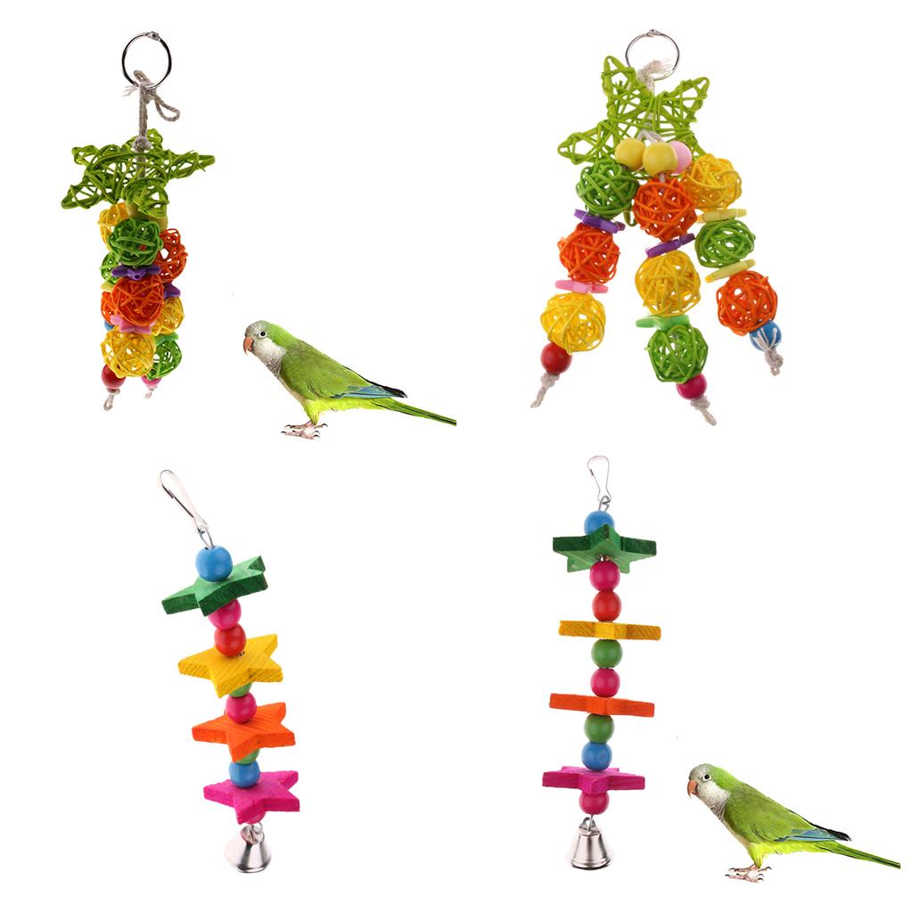 2Pcs Hanging Chew Toy Parrot Chewing Toy with a Bell Teeth Care Treat Chew