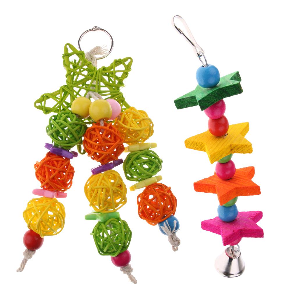 2Pcs Hanging Chew Toy Parrot Chewing Toy with a Bell Teeth Care Treat Chew
