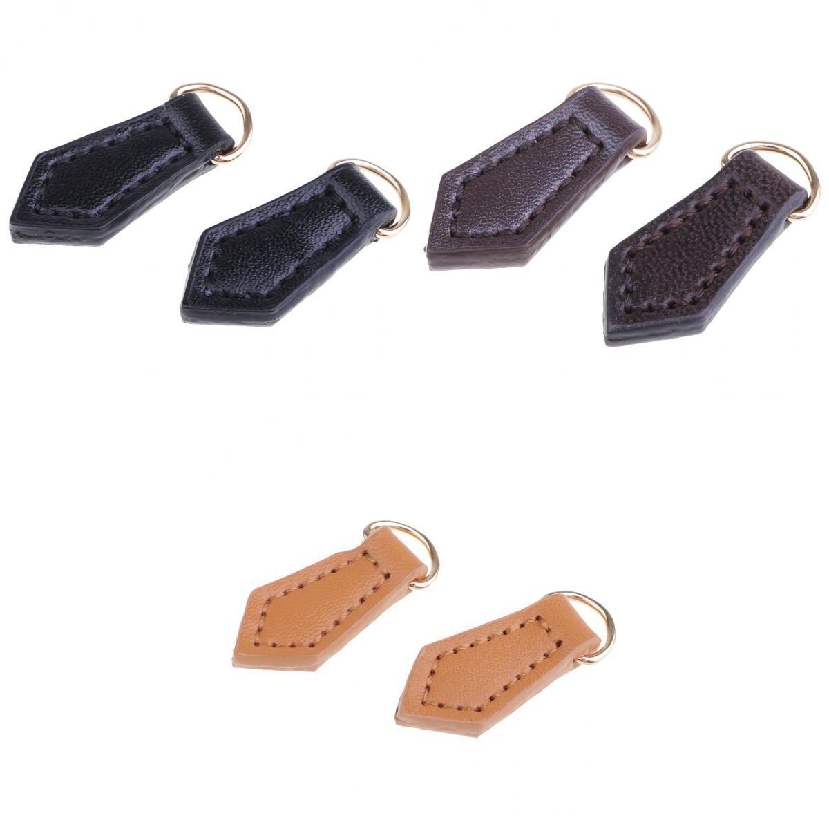 6pcs Leather Zipper Tags Fixer Pull Replacement DIY Wallet Purse Bag