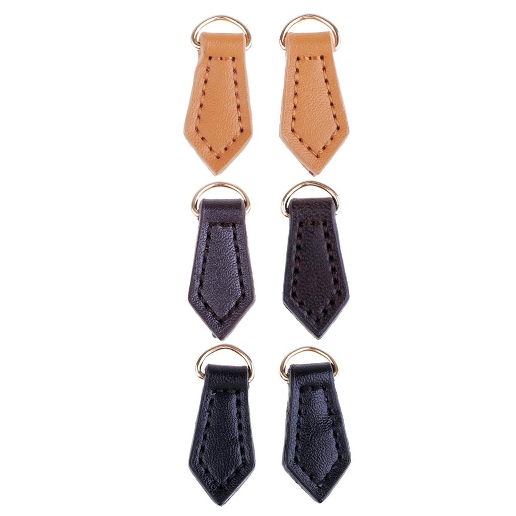 6pcs Leather Zipper Tags Fixer Pull Replacement DIY Wallet Purse Bag