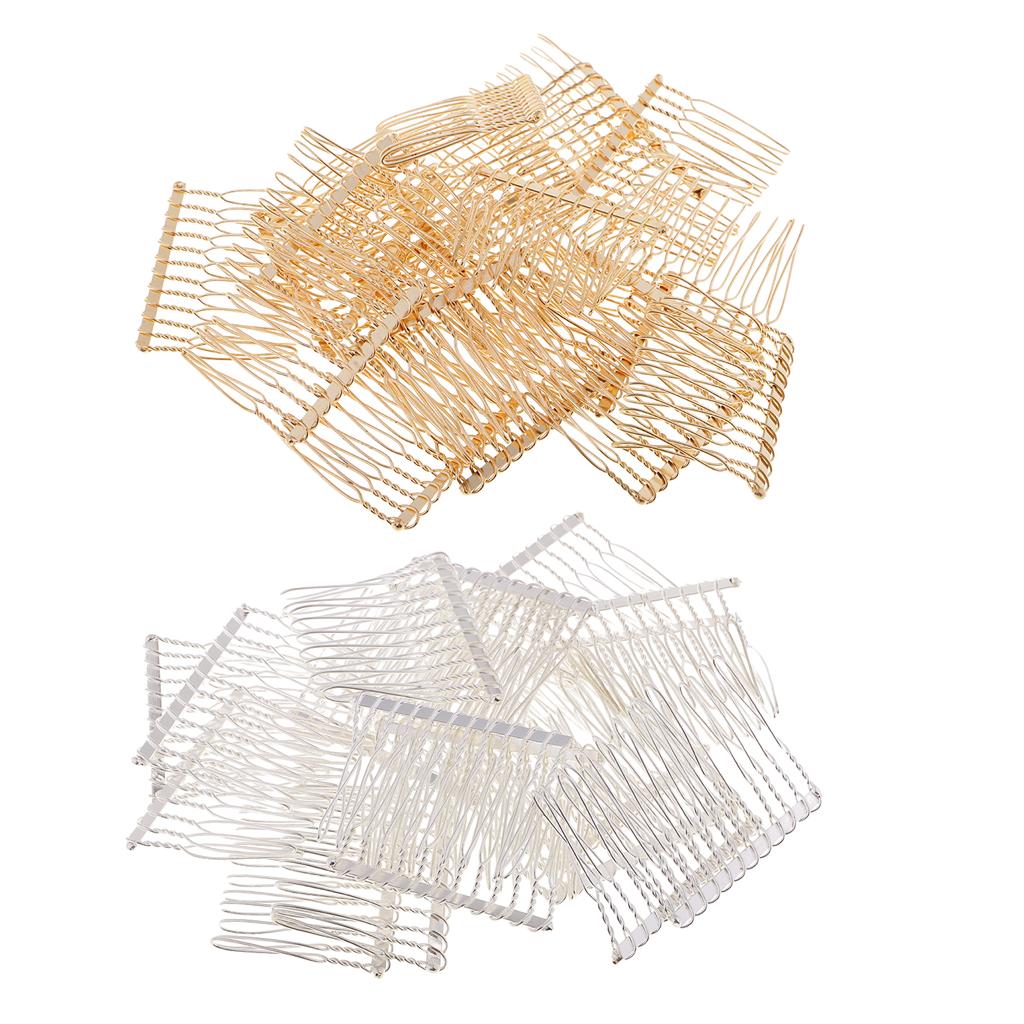 40pcs DIY Metal Hair Clips Side Comb 12 Teeth Bridal Accessories Gold Silver