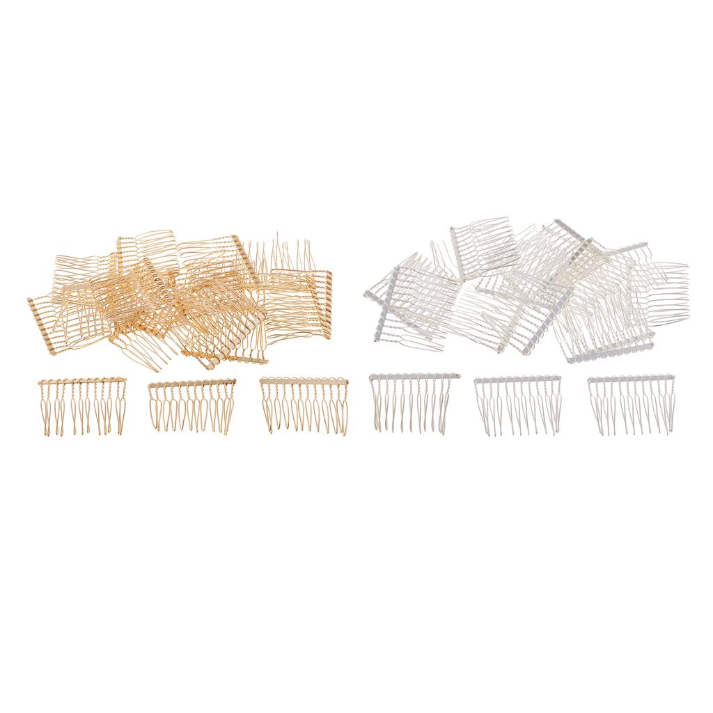 40pcs DIY Metal Hair Clips Side Comb 12 Teeth Bridal Accessories Gold Silver