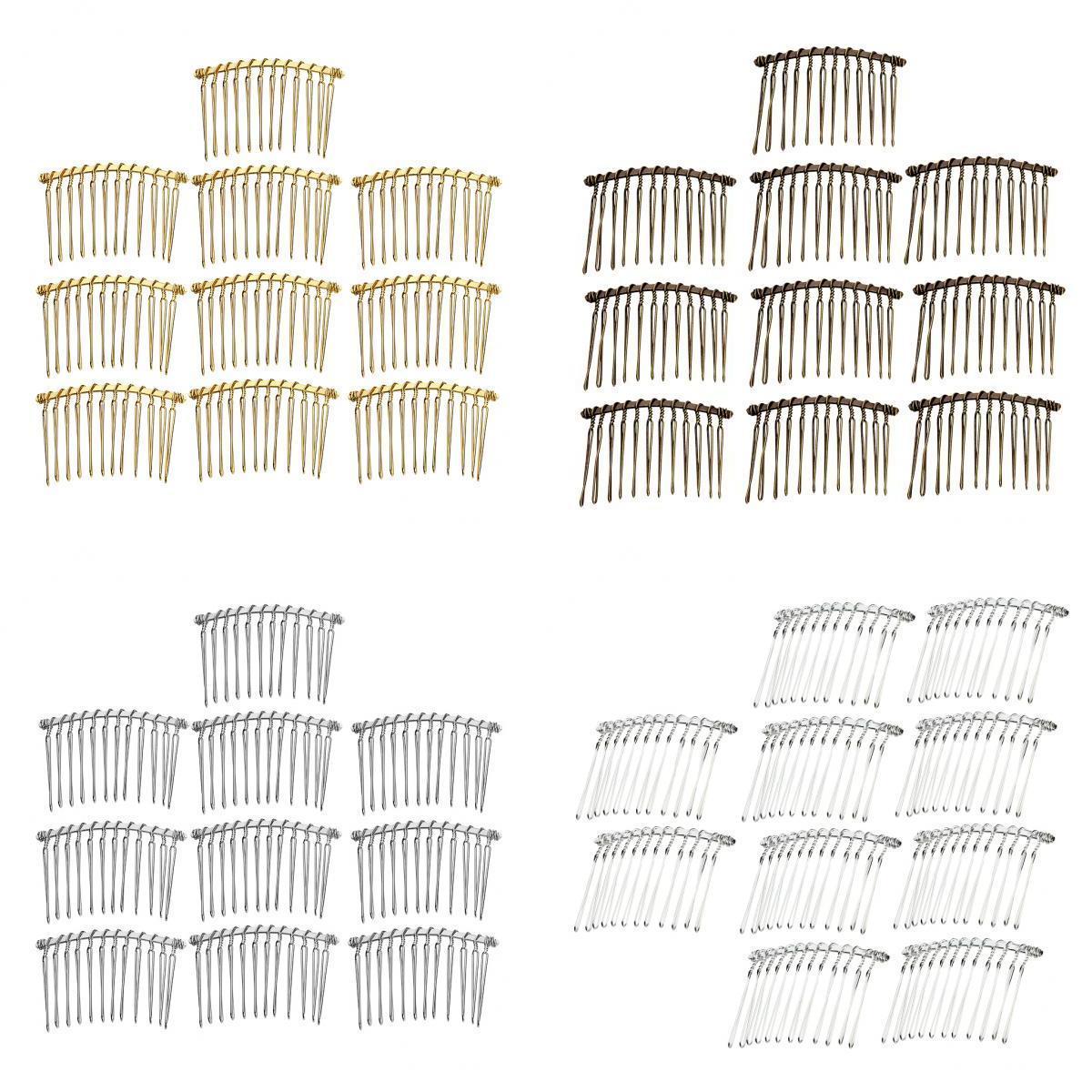 40 Pieces DIY Blank Metal Hair Clips Side Comb 12 Teeth Hair Accessories