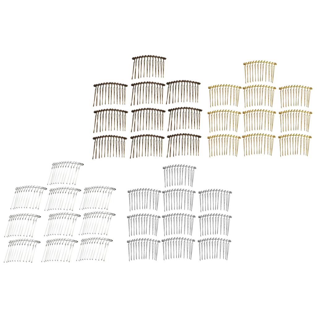 40 Pieces DIY Blank Metal Hair Clips Side Comb 12 Teeth Hair Accessories