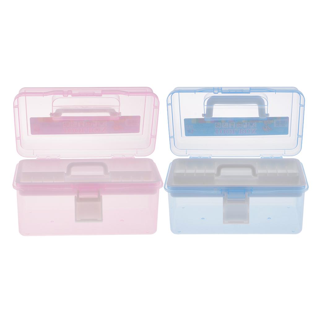 2pcs 2 Layer Plastic Sewing Jewelry Painting Tools Box Storage Box Organizer