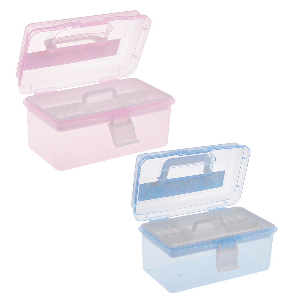 2pcs 2 Layer Plastic Sewing Jewelry Painting Tools Box Storage Box Organizer