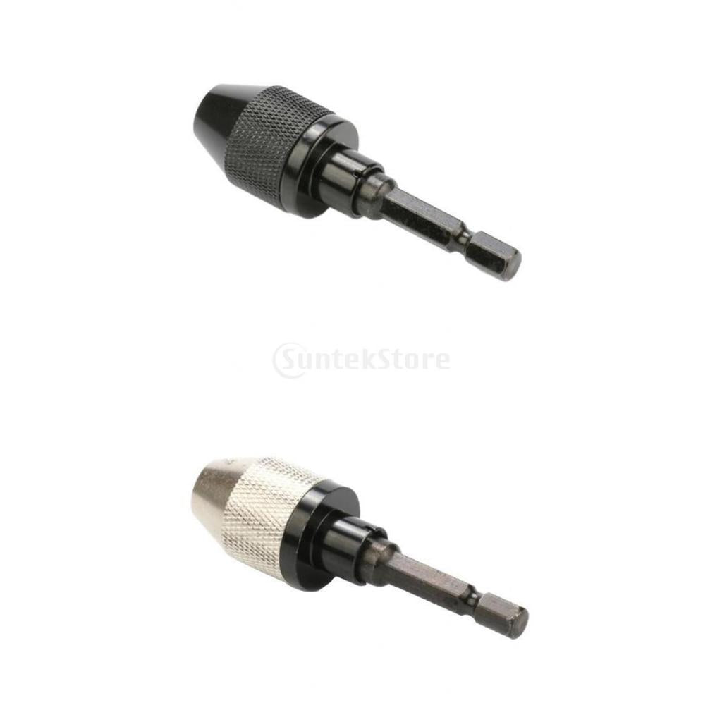 2Pcs 0.3-6.5mm 3-Jaw 1/4inch Hex Handle Drill Chuck Quick Change Bit