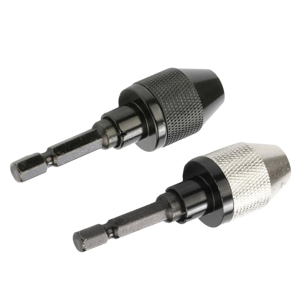 2Pcs 0.3-6.5mm 3-Jaw 1/4inch Hex Handle Drill Chuck Quick Change Bit