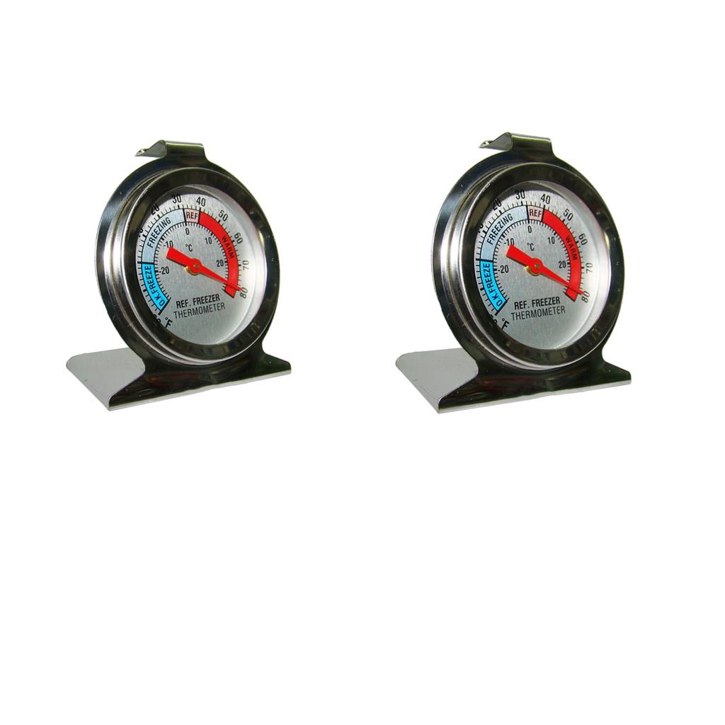 2Pcs Kitchen Craft Stainless Steel Refrigerator & Freezer Dial Thermometer