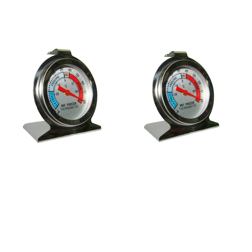 2Pcs Kitchen Craft Stainless Steel Refrigerator & Freezer Dial Thermometer