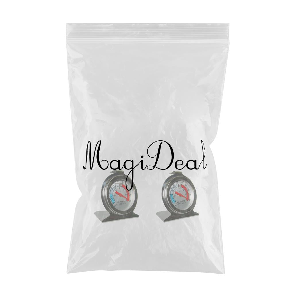 2Pcs Kitchen Craft Stainless Steel Refrigerator & Freezer Dial Thermometer