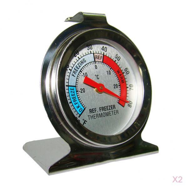 2Pcs Kitchen Craft Stainless Steel Refrigerator & Freezer Dial Thermometer