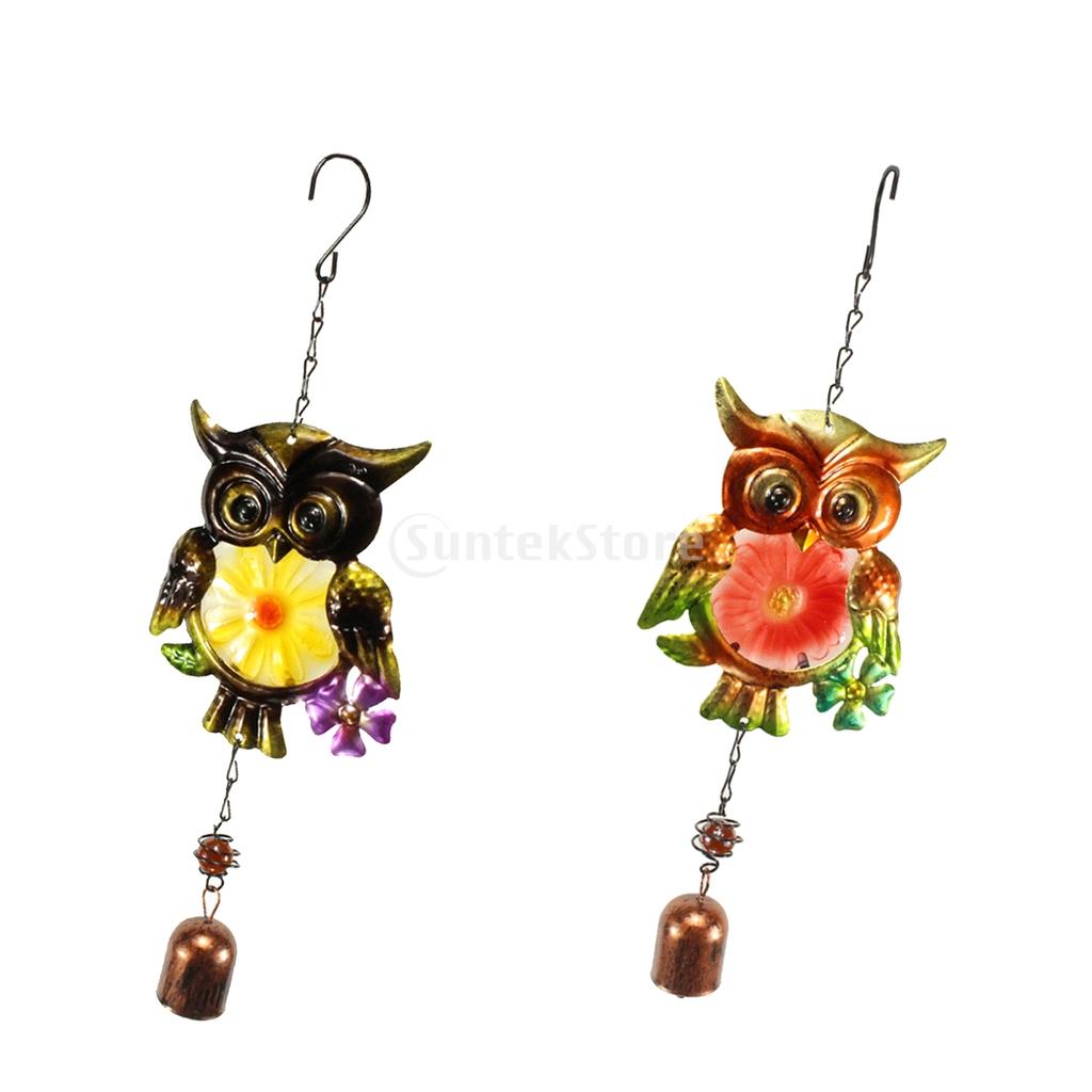 2Pcs Metal Wind Chime Owl Wind Chimes Garden Decor Gift