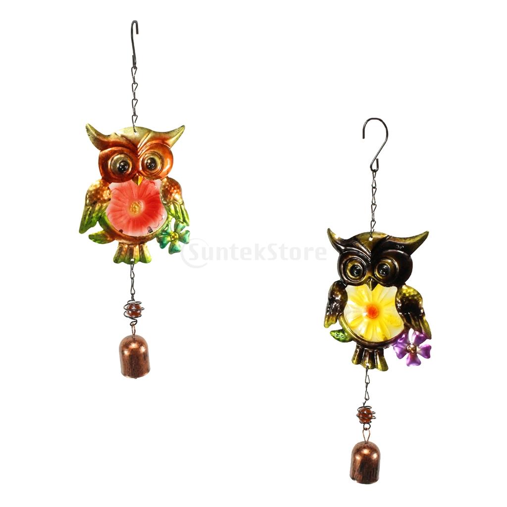 2Pcs Metal Wind Chime Owl Wind Chimes Garden Decor Gift
