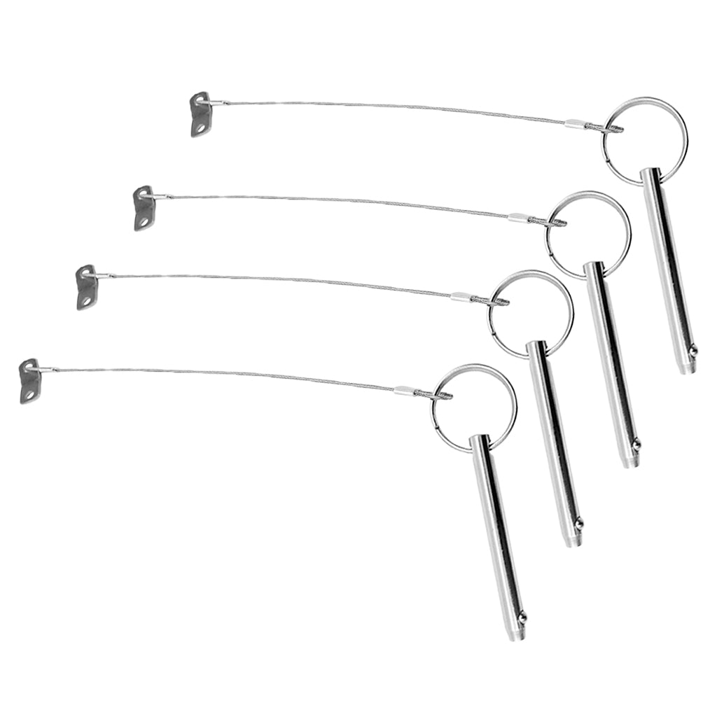 4x Boat Bimini Top 316 Stainless Steel Quick Release Pin w/ 240mm Lanyard