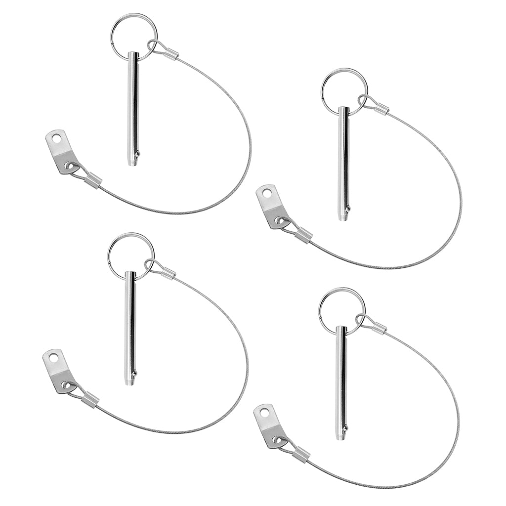 4x Boat Bimini Top 316 Stainless Steel Quick Release Pin w/ 240mm Lanyard