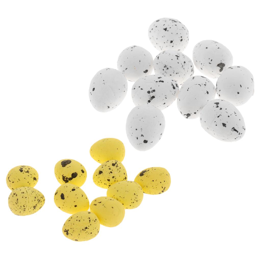 20 Pieces Artificial Nest Spotted Speckled Hatching Egg Crafts Beige&Yellow