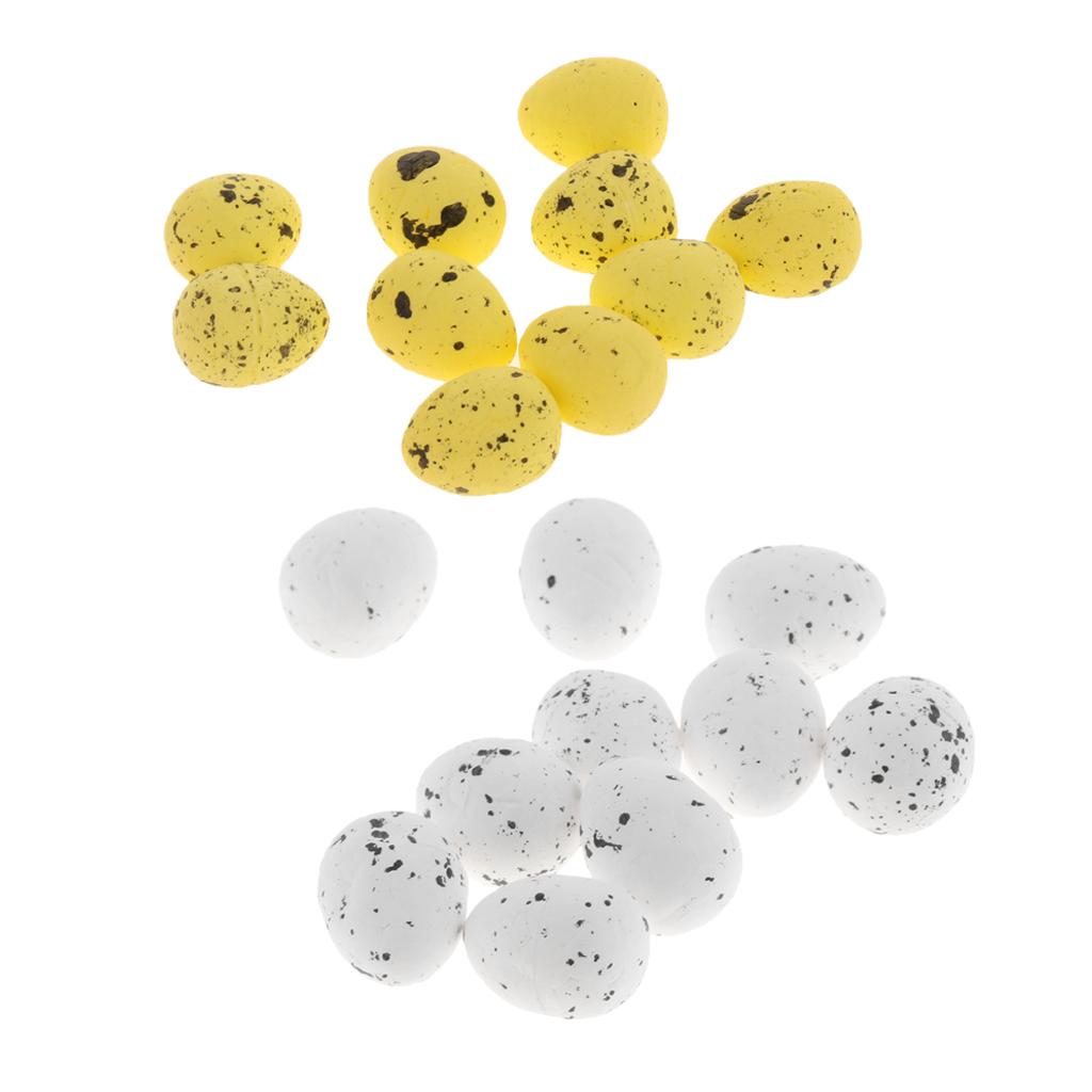 20 Pieces Artificial Nest Spotted Speckled Hatching Egg Crafts Beige&Yellow