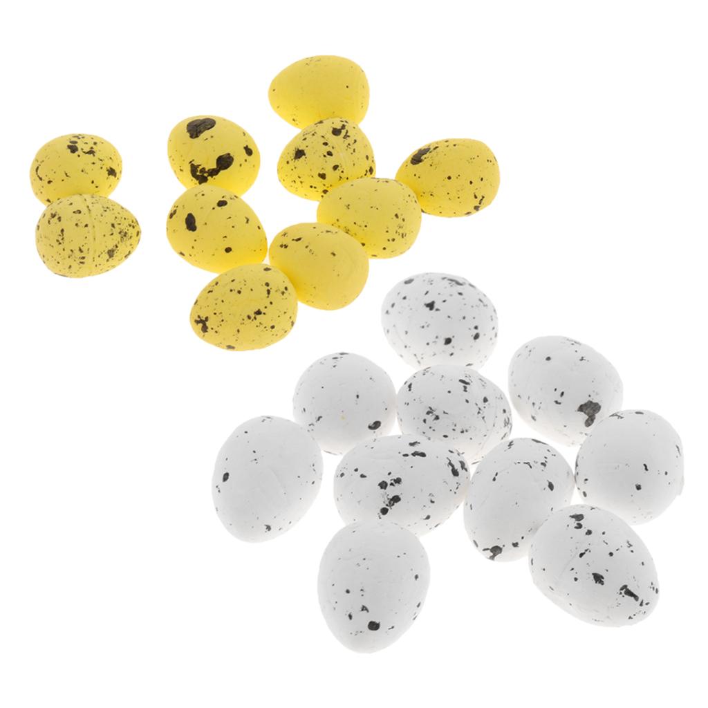 20 Pieces Artificial Nest Spotted Speckled Hatching Egg Crafts Beige&Yellow