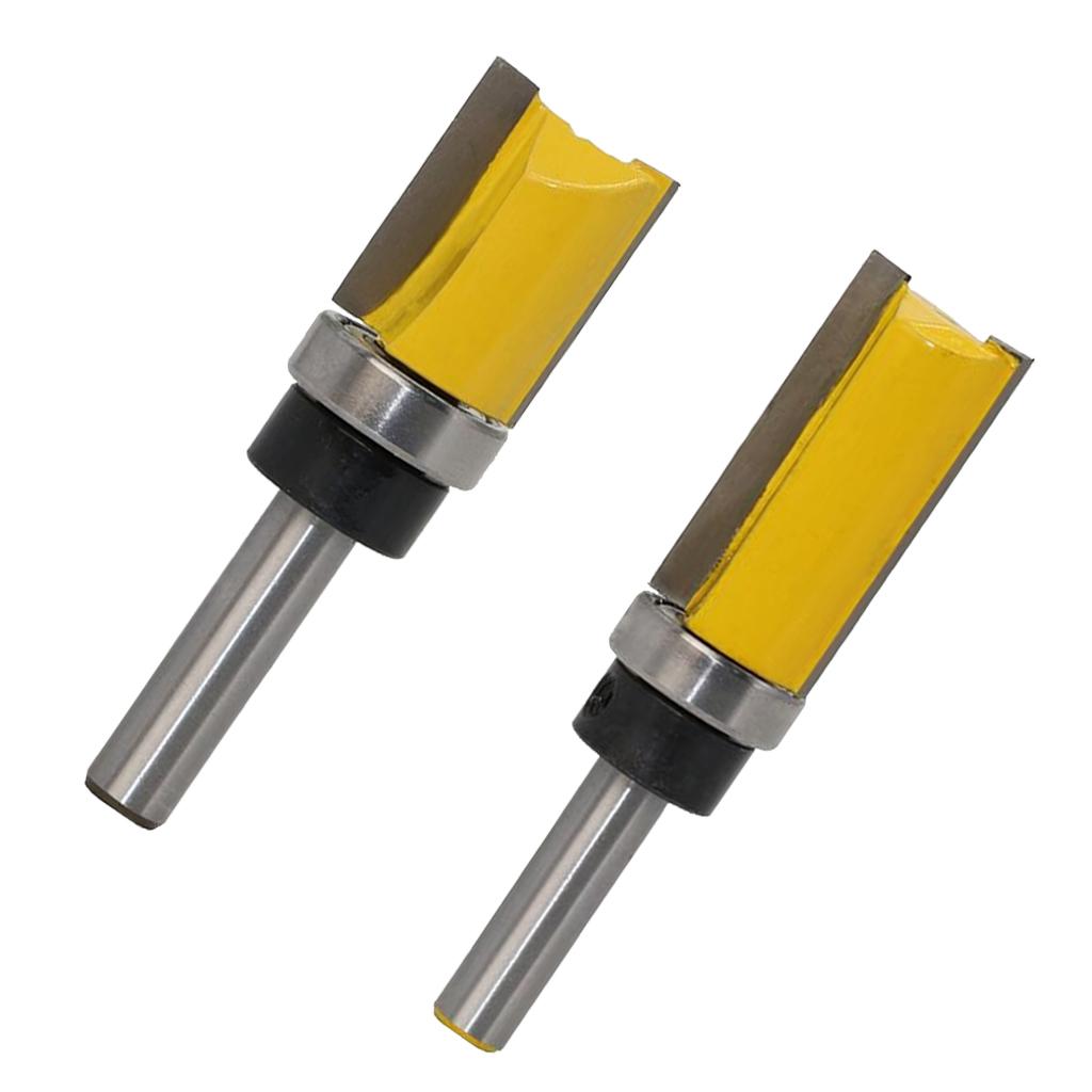 2Pcs 8mm Shank Straight Router Bit Wood Milling Cutter Slotted Trimming