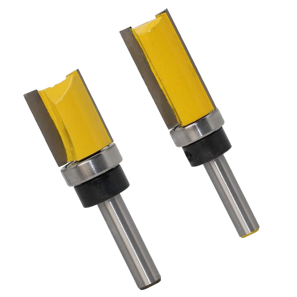 2Pcs 8mm Shank Straight Router Bit Wood Milling Cutter Slotted Trimming