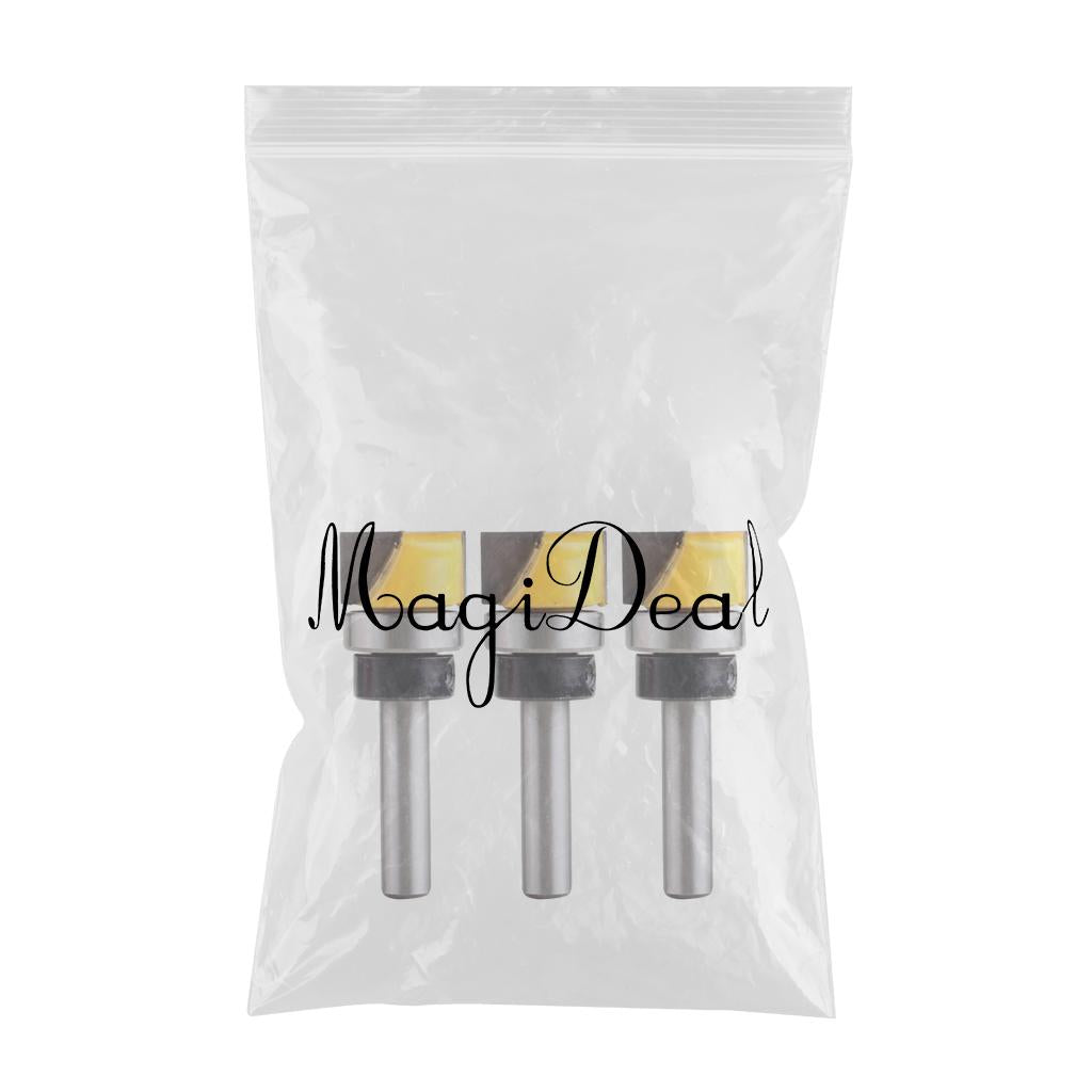 3Pcs Carbide Tipped Hinge Mortise Flush Trim Template Router Bit - 8mm Shank