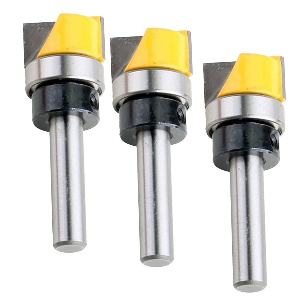 3Pcs Carbide Tipped Hinge Mortise Flush Trim Template Router Bit - 8mm Shank