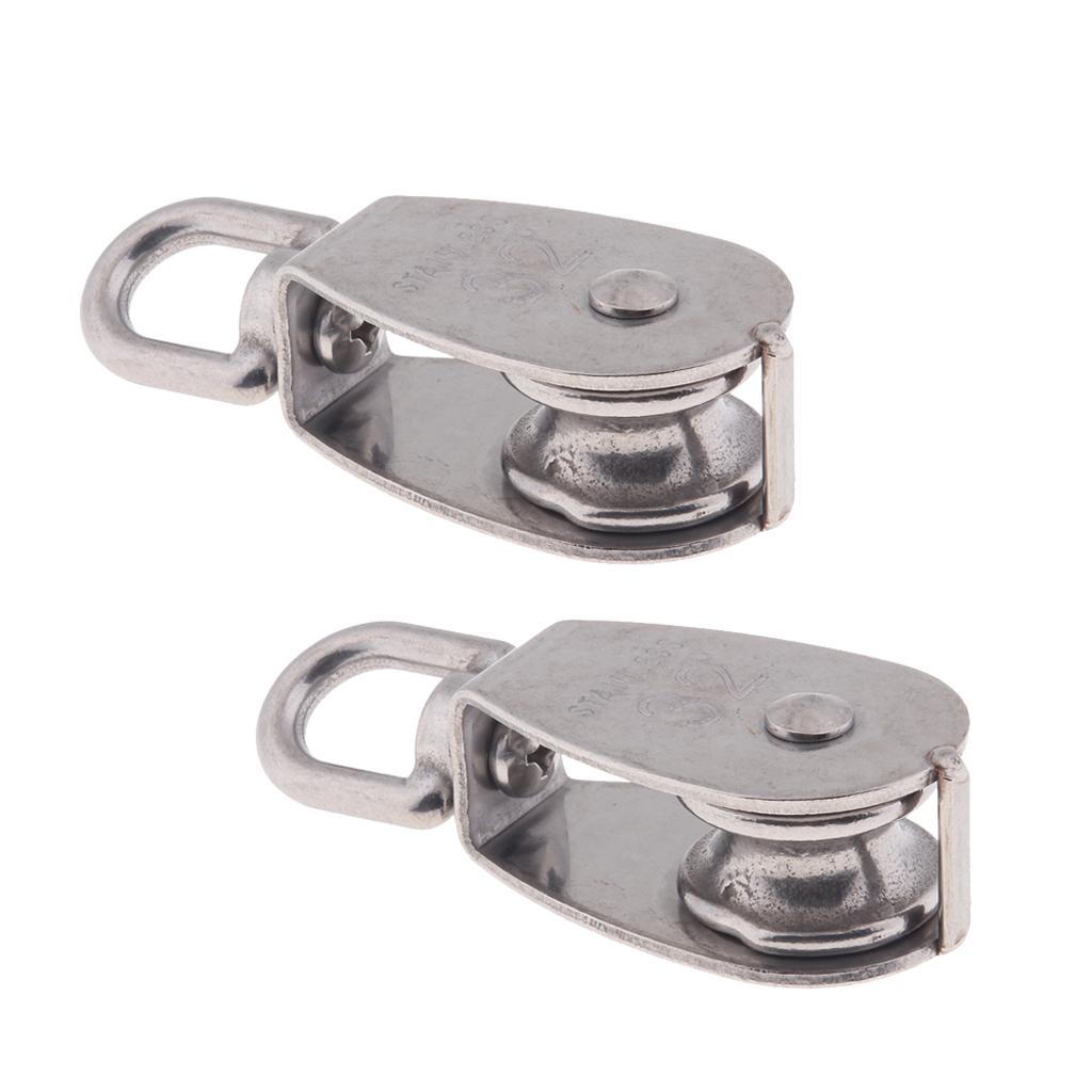 2Pcs 304 Stainless Steel Single Swivel Pulley Block for Swivel Eye M32
