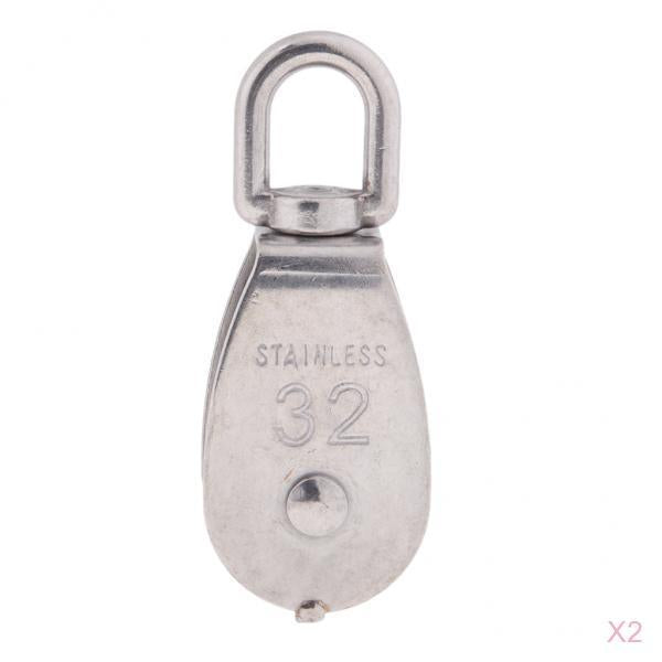 2Pcs 304 Stainless Steel Single Swivel Pulley Block for Swivel Eye M32
