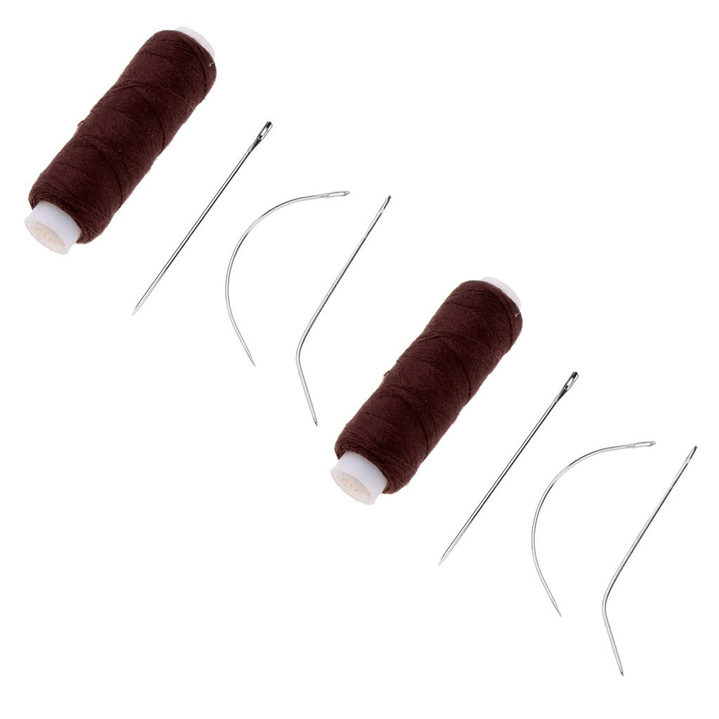 2 Set Hair Sewing Weaving Thread Needles Kit for Hair Extensions Weft Braid